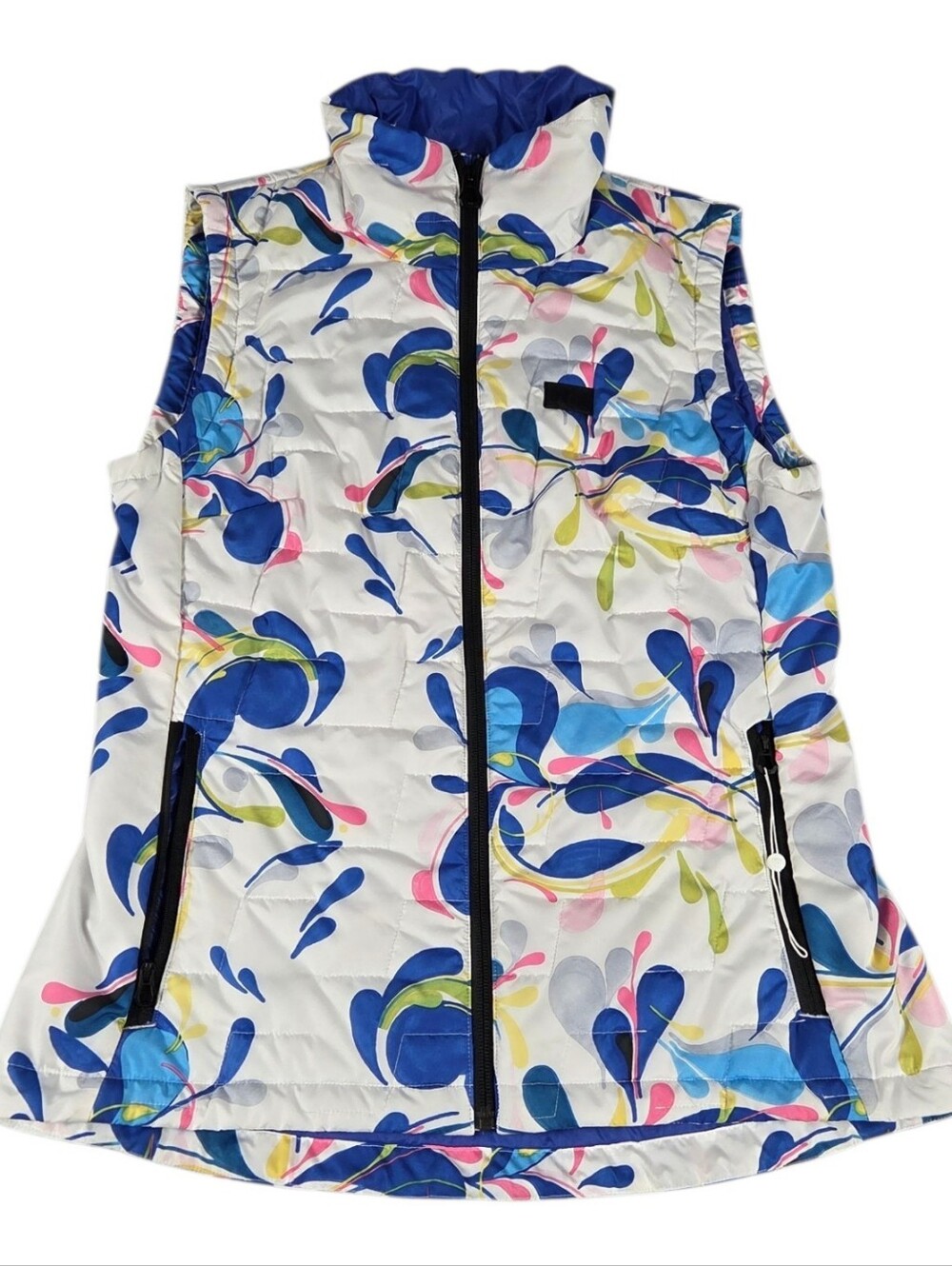 Helly Hansen Lifaloft Vest White Blue Floral Print Quilted Puffer Womens S